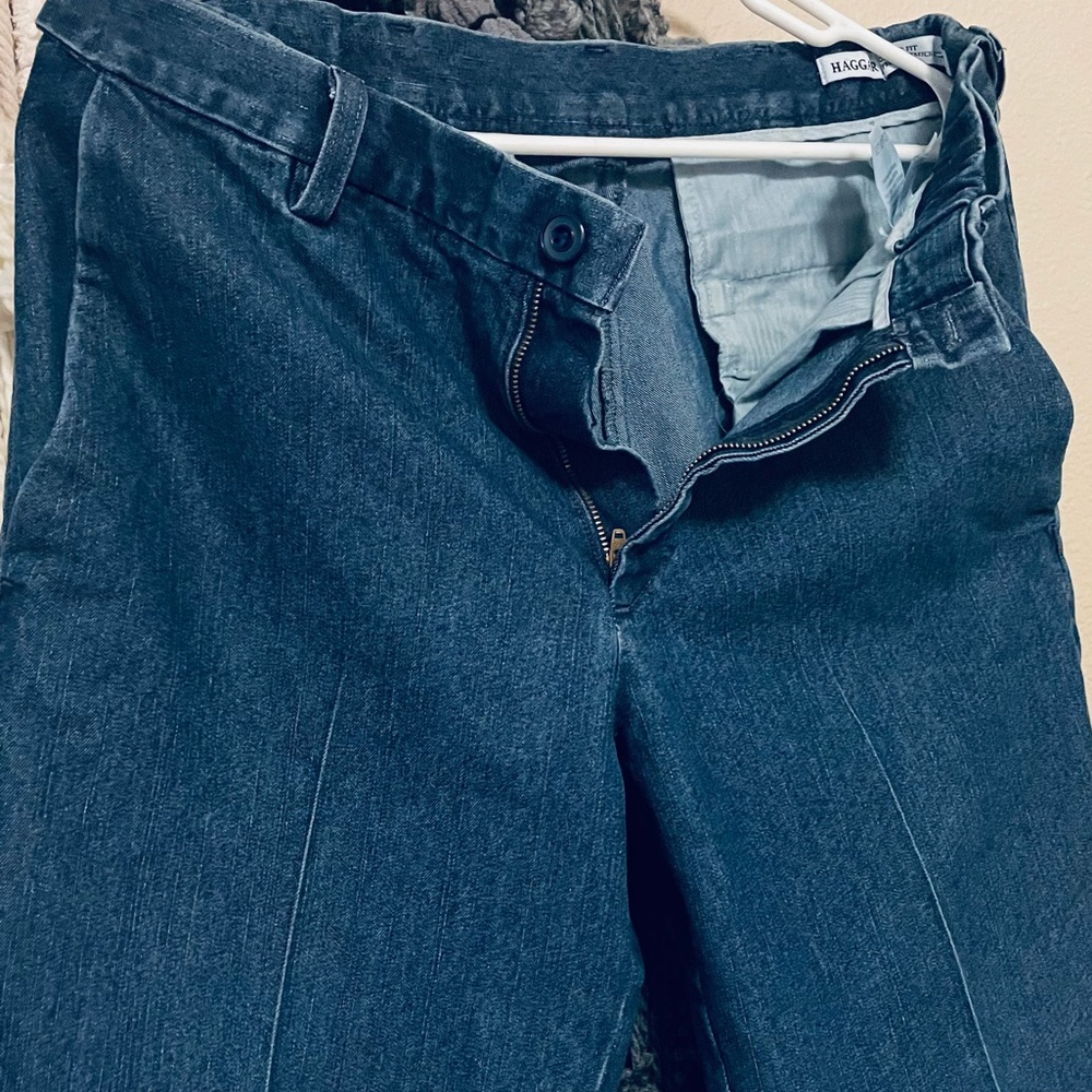 32 x 30 Haggar Classic Fit Men’s Premium Stretch Denim Blue Jeans Dungarees